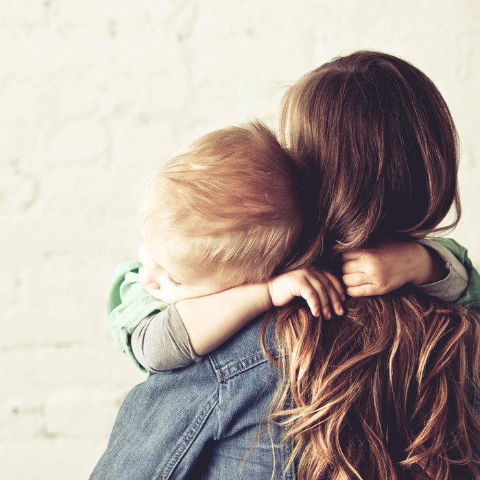 Child hugging mom